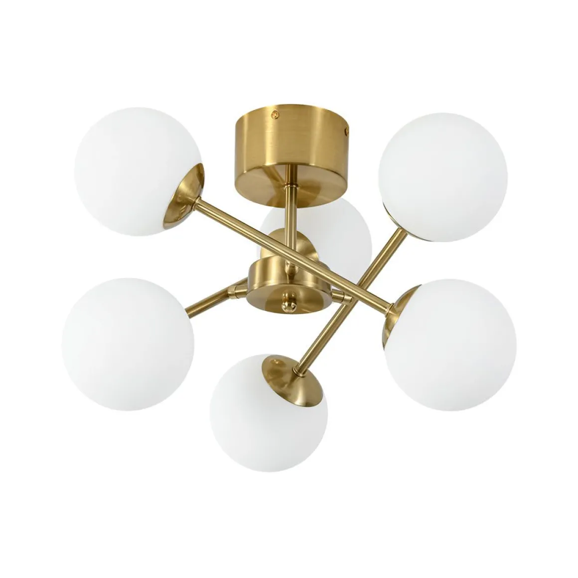 Adjustable Opal Glass Globe Brass Sputnik Semi Flush Mount