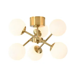 Adjustable Opal Glass Globe Brass Sputnik Semi Flush Mount