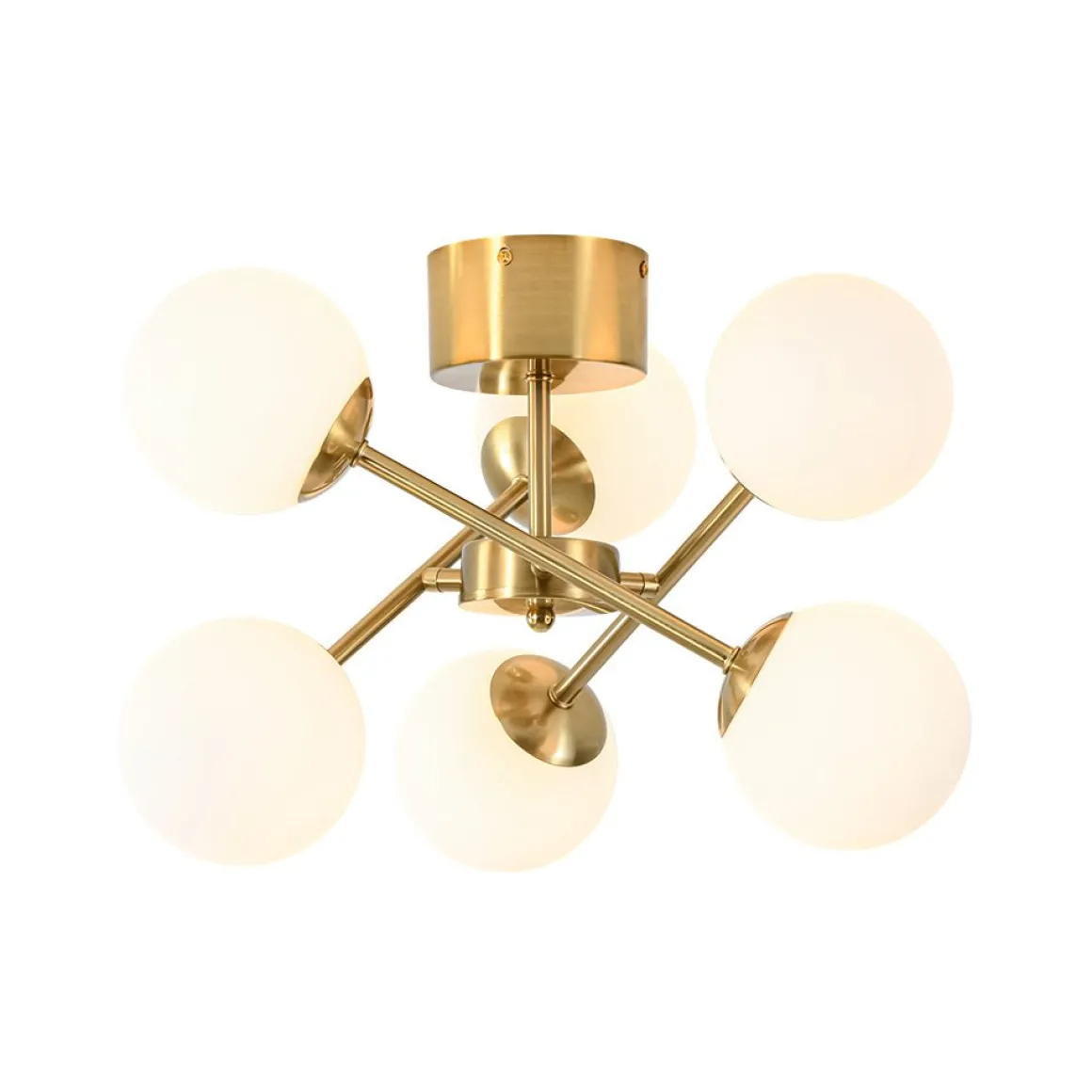 Adjustable Opal Glass Globe Brass Sputnik Semi Flush Mount