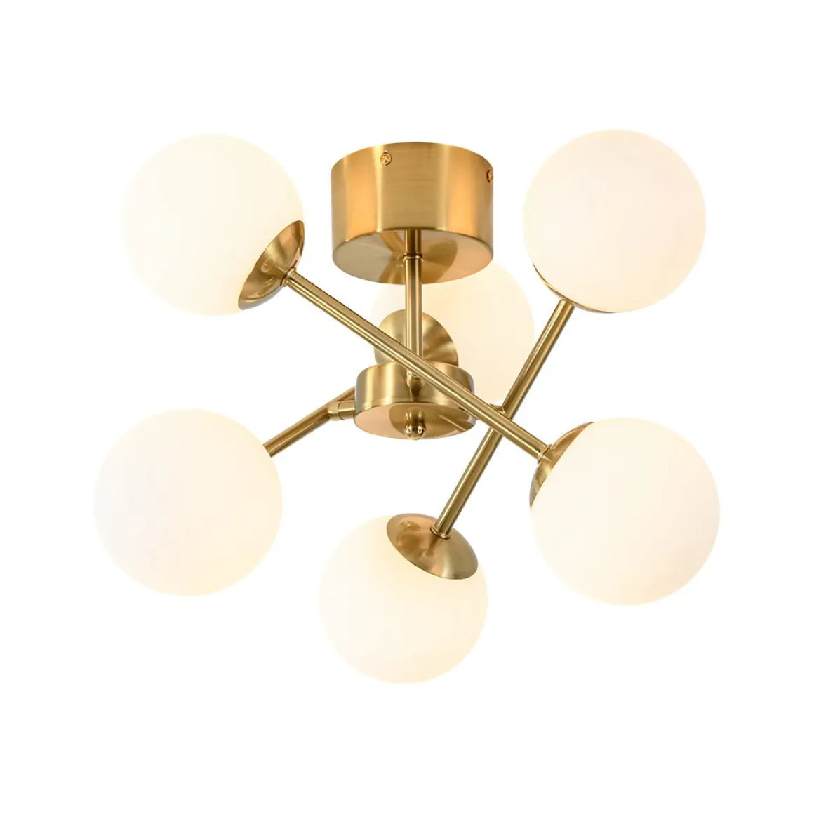 Adjustable Opal Glass Globe Brass Sputnik Semi Flush Mount