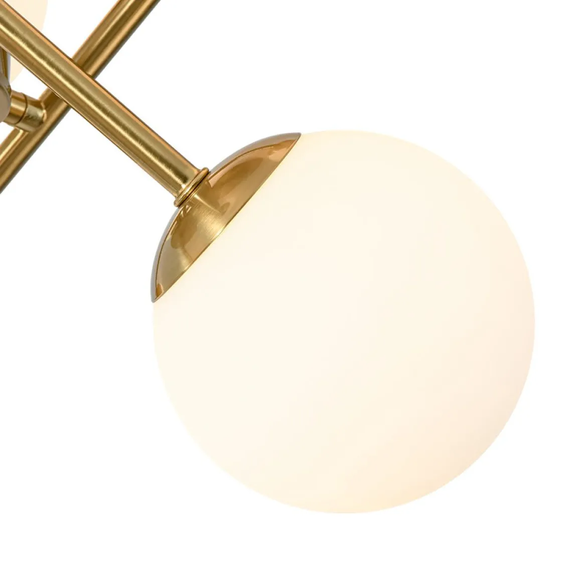 Adjustable Opal Glass Globe Brass Sputnik Semi Flush Mount