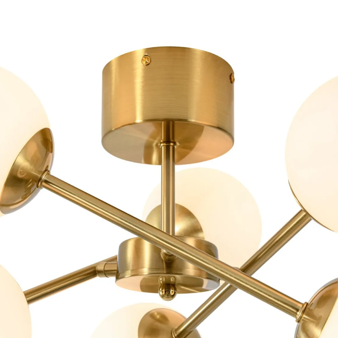 Adjustable Opal Glass Globe Brass Sputnik Semi Flush Mount
