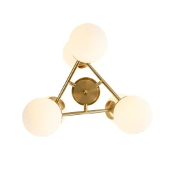 Adjustable Opal Glass Globe Brass Sputnik Semi Flush Mount