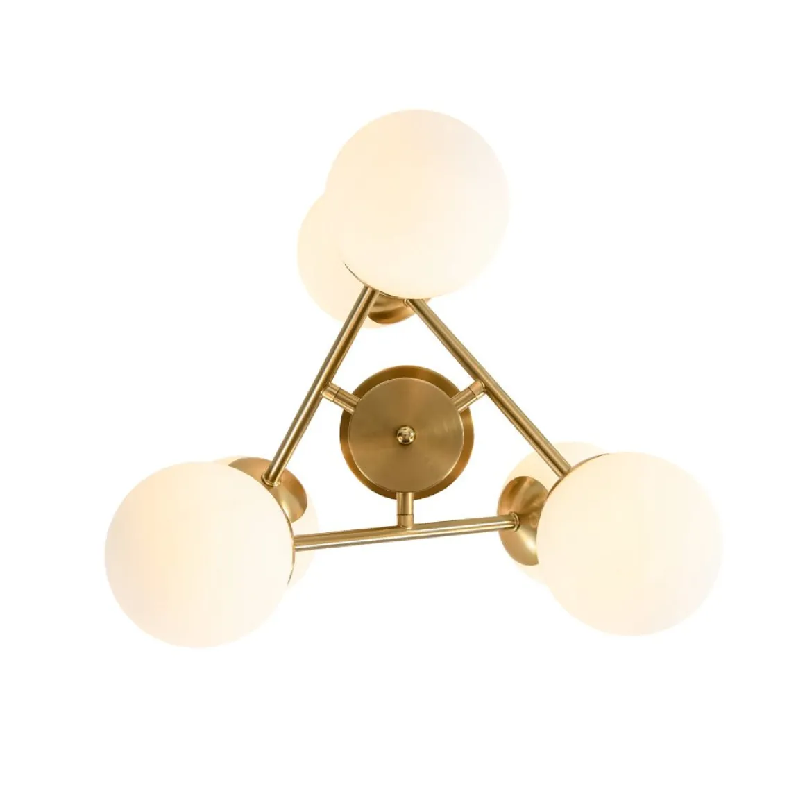 Adjustable Opal Glass Globe Brass Sputnik Semi Flush Mount