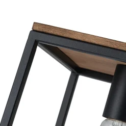 Aged Oak Iron Square Cage Single Kitchen Pendant Light