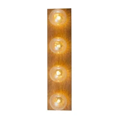 Amber Textured Glass Linear Wooden Semi Flush Mount / Wall Light