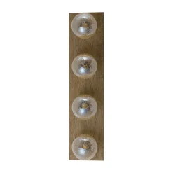 Amber Textured Glass Linear Wooden Semi Flush Mount / Wall Light