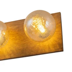Amber Textured Glass Linear Wooden Semi Flush Mount / Wall Light