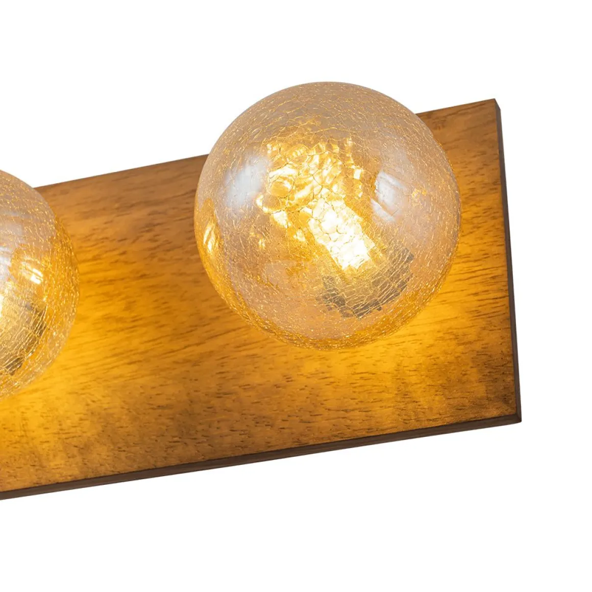 Amber Textured Glass Linear Wooden Semi Flush Mount / Wall Light
