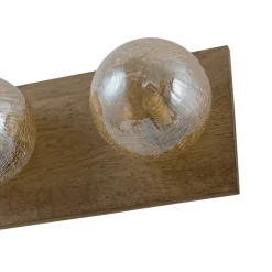Amber Textured Glass Linear Wooden Semi Flush Mount / Wall Light