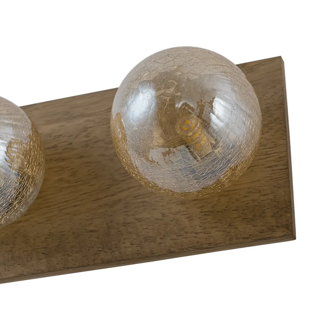 Amber Textured Glass Linear Wooden Semi Flush Mount / Wall Light