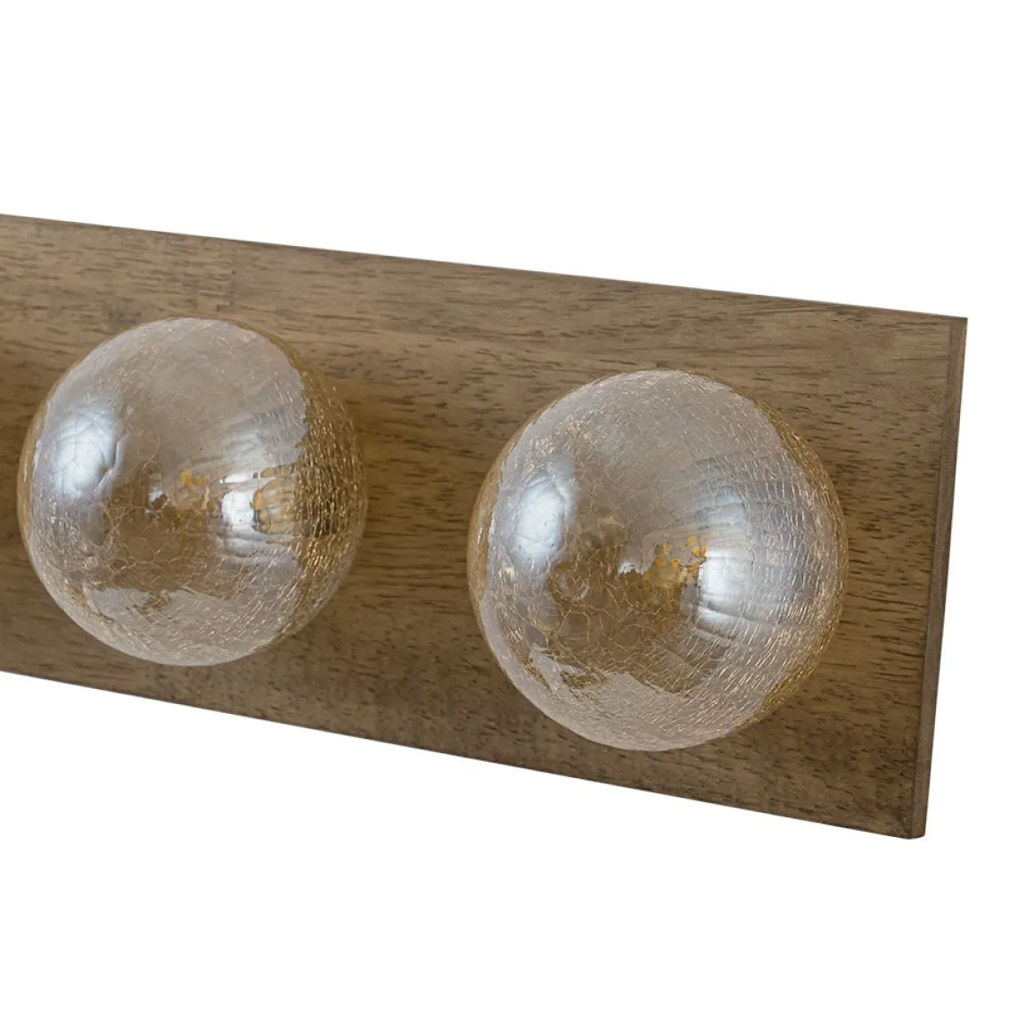 Amber Textured Glass Linear Wooden Semi Flush Mount / Wall Light