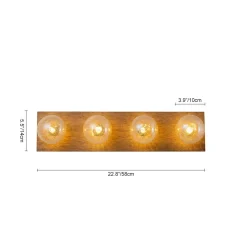 Amber Textured Glass Linear Wooden Semi Flush Mount / Wall Light