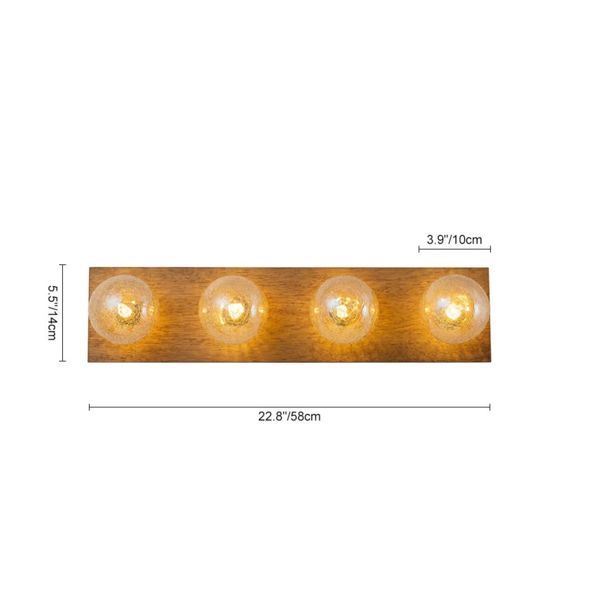 Amber Textured Glass Linear Wooden Semi Flush Mount / Wall Light