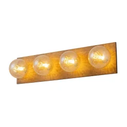 Amber Textured Glass Linear Wooden Semi Flush Mount / Wall Light