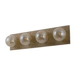 Amber Textured Glass Linear Wooden Semi Flush Mount / Wall Light