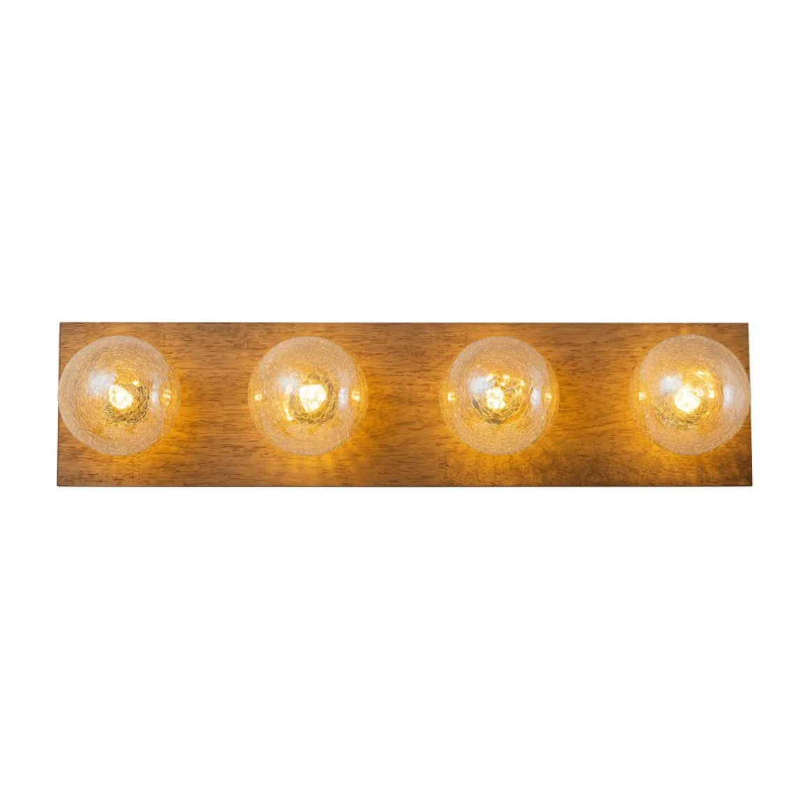Amber Textured Glass Linear Wooden Semi Flush Mount / Wall Light