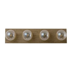 Amber Textured Glass Linear Wooden Semi Flush Mount / Wall Light