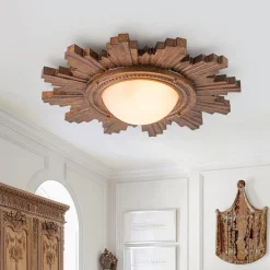 Antique Apollo Sunburst Sculpture Flush Mount / Wall Light