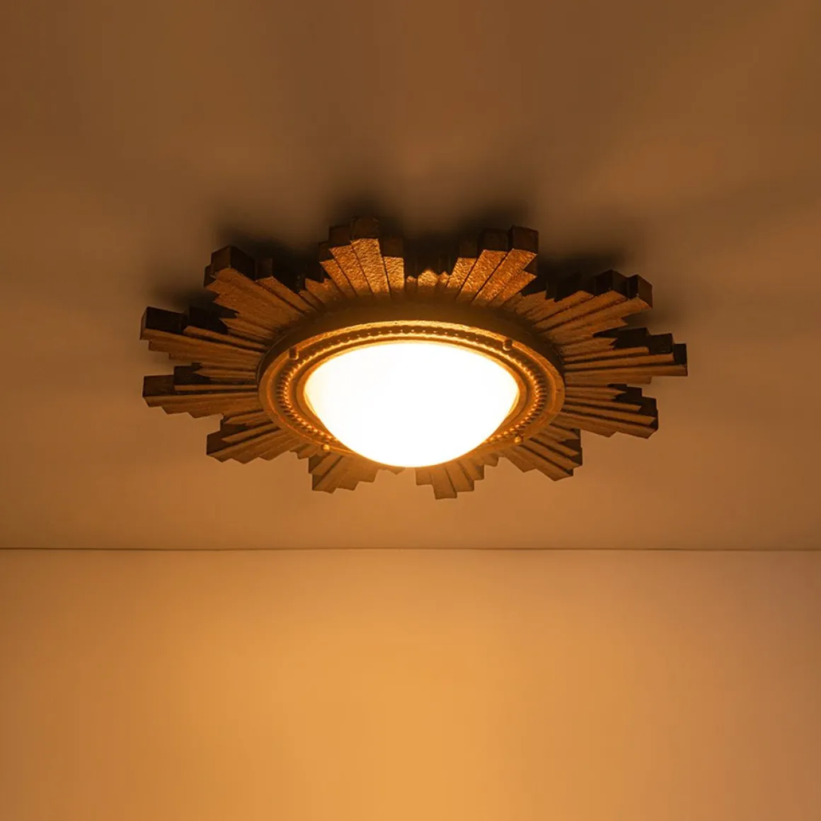 Antique Apollo Sunburst Sculpture Flush Mount / Wall Light