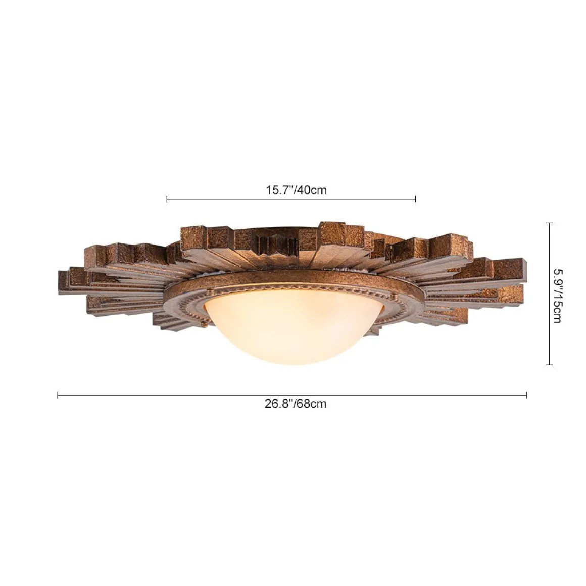 Antique Apollo Sunburst Sculpture Flush Mount / Wall Light