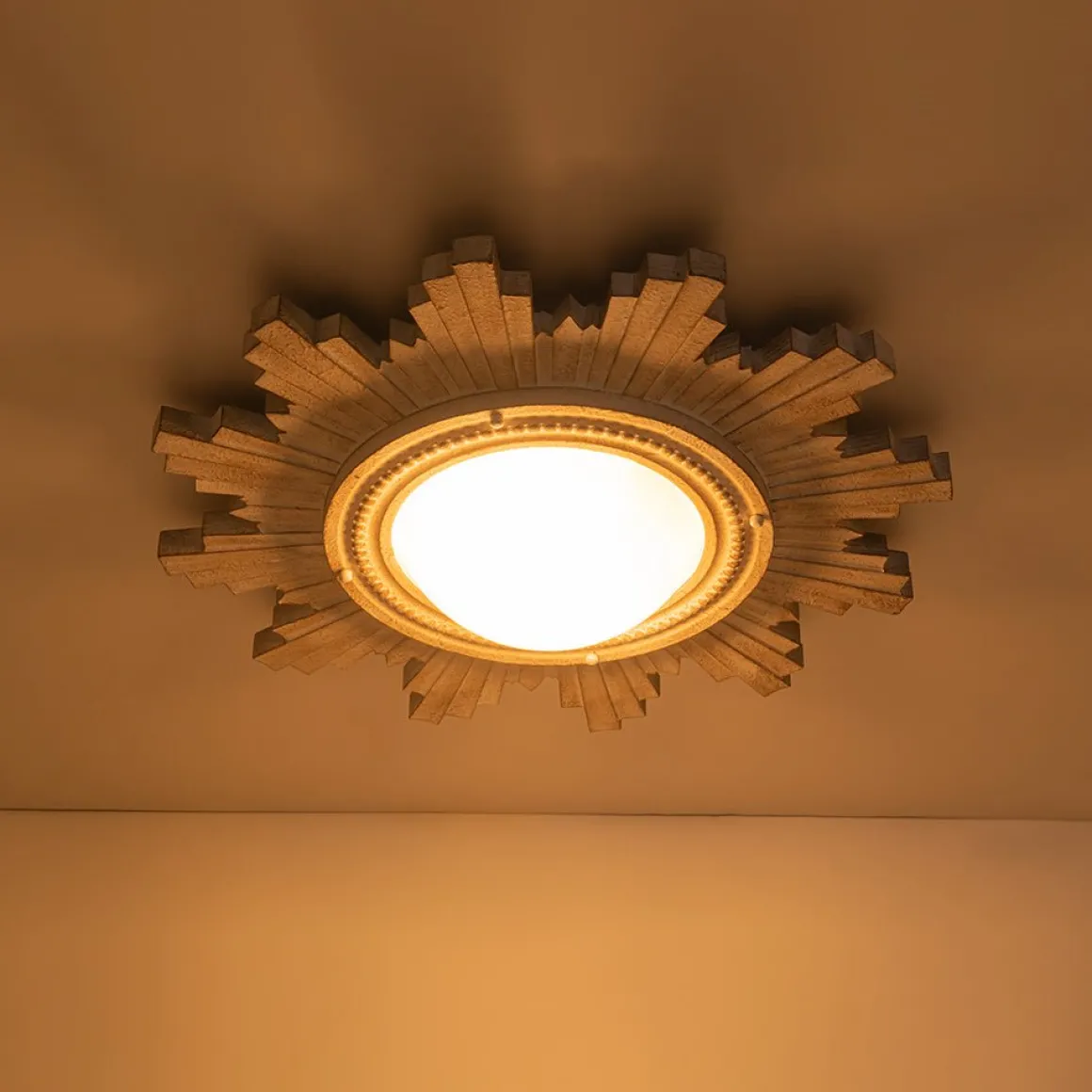 Antique Apollo Sunburst Sculpture Flush Mount / Wall Light