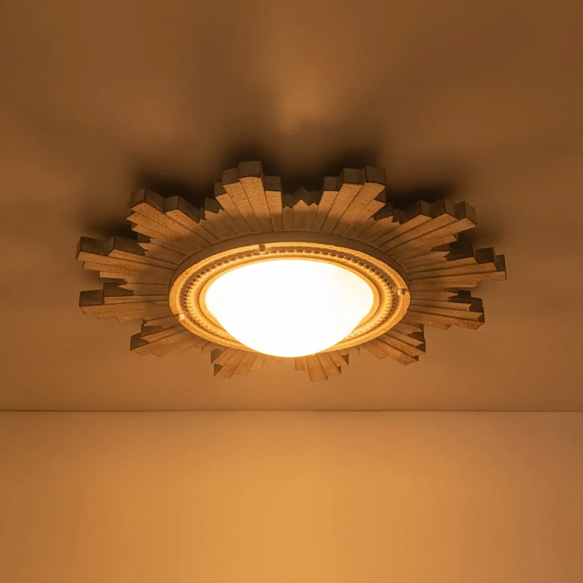 Antique Apollo Sunburst Sculpture Flush Mount / Wall Light