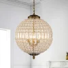 Antique Brass Crystal Globe Chandelier