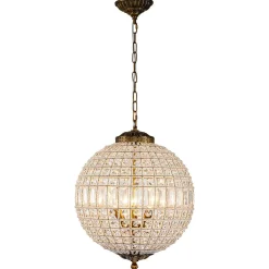 Antique Brass Crystal Globe Chandelier