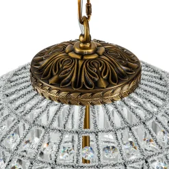 Antique Brass Crystal Globe Chandelier