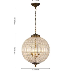 Antique Brass Crystal Globe Chandelier