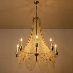 Antique Candle Style Crystal Bead Empire Chandelier