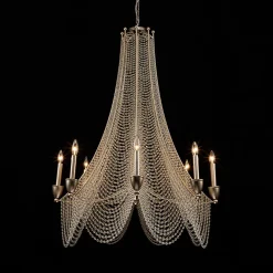 Antique Candle Style Crystal Bead Empire Chandelier