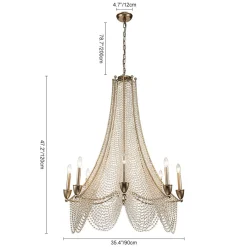 Antique Candle Style Crystal Bead Empire Chandelier