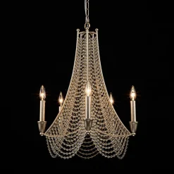 Antique Candle Style Crystal Bead Empire Chandelier