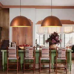 Antique Copper Style Iron Oversized Dome Pendant Light