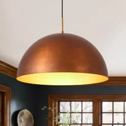 Antique Copper Style Iron Oversized Dome Pendant Light