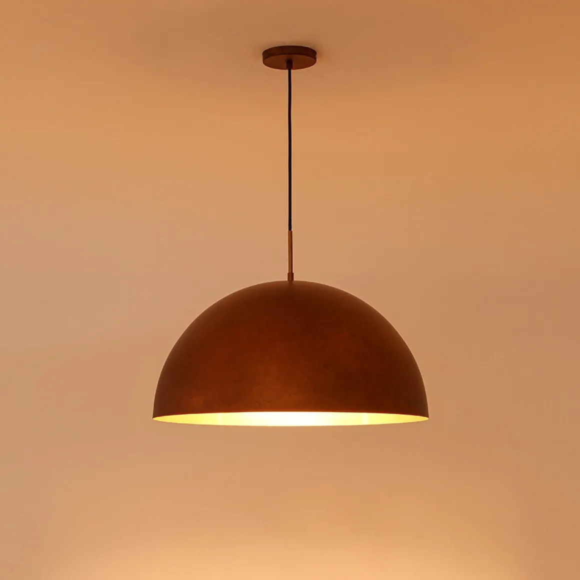 Antique Copper Style Iron Oversized Dome Pendant Light