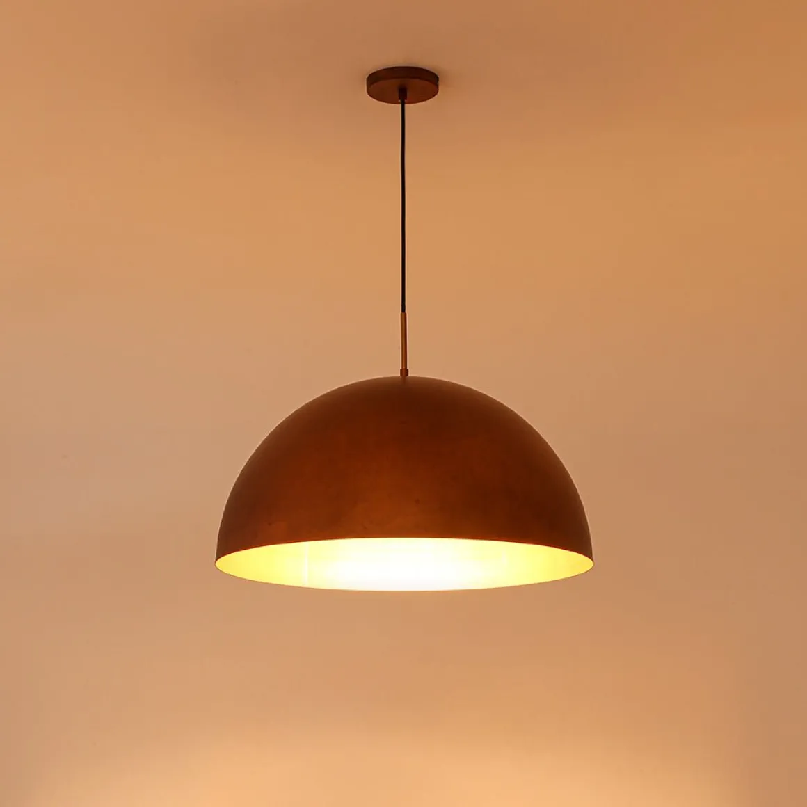 Antique Copper Style Iron Oversized Dome Pendant Light