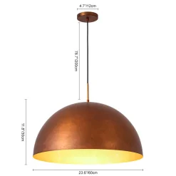 Antique Copper Style Iron Oversized Dome Pendant Light