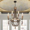 Antique Wood Beaded Empire Chandelier