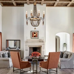 Antique Wood Beaded Empire Chandelier