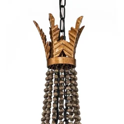 Antique Wood Beaded Empire Chandelier