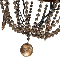 Antique Wood Beaded Empire Chandelier