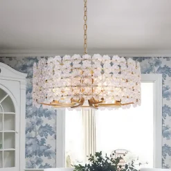 Art Deco Blossom Floral Cage Drum Lantern Pendant Light