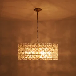 Art Deco Blossom Floral Cage Drum Lantern Pendant Light