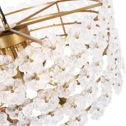 Art Deco Blossom Floral Cage Drum Lantern Pendant Light
