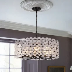 Art Deco Blossom Floral Cage Drum Lantern Pendant Light