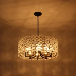 Art Deco Blossom Floral Cage Drum Lantern Pendant Light