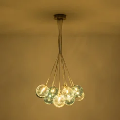 Art Deco Blue Hue Cluster Glass Globe Bubble Chandelier